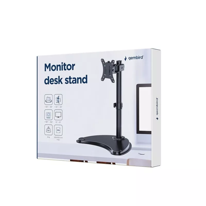 Monitorio stovas GEMBIRD MS-D1ST-04 13–32 colių ekranams, reguliuojamas aukštis ir pasvirimas, VESA 75x75–100x100, iki 8 kg
