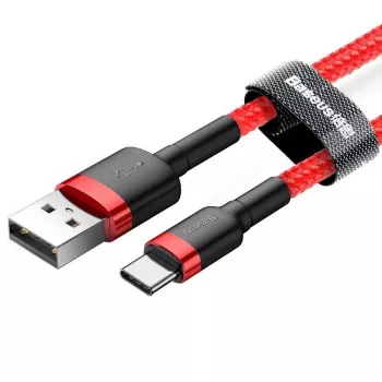 USB 2.0 A – USB-C laidas Baseus CATKLF-B09 1 m QC3.0 nailoninis pintas raudonas, greitas įkrovimas ir duomenų sinchronizavimas