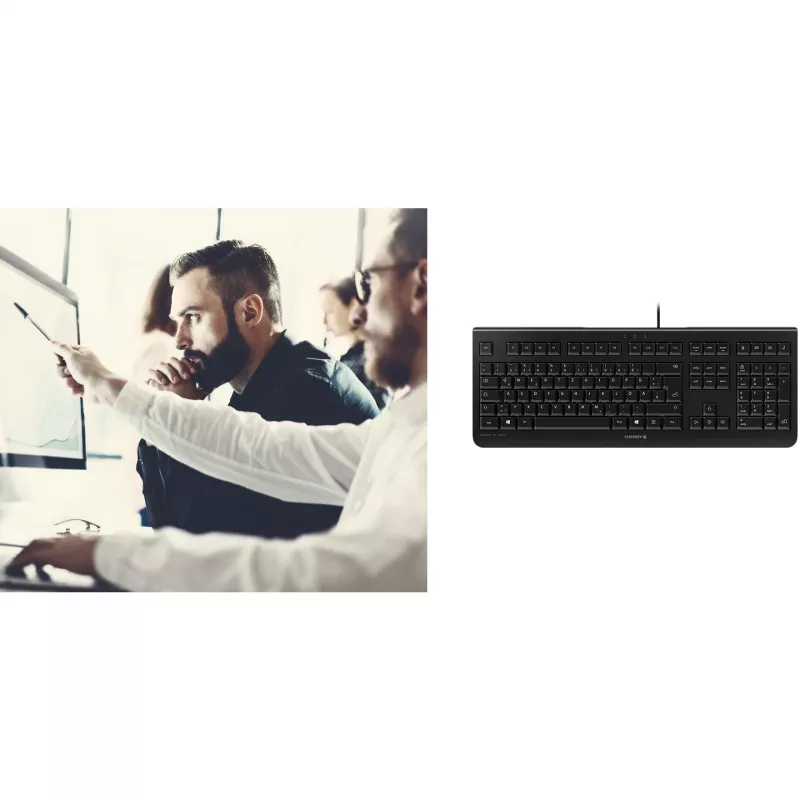 CHERRY KC 1000 klaviatūra, laidinė, USB, QWERTY ispaniškas išdėstymas, juoda