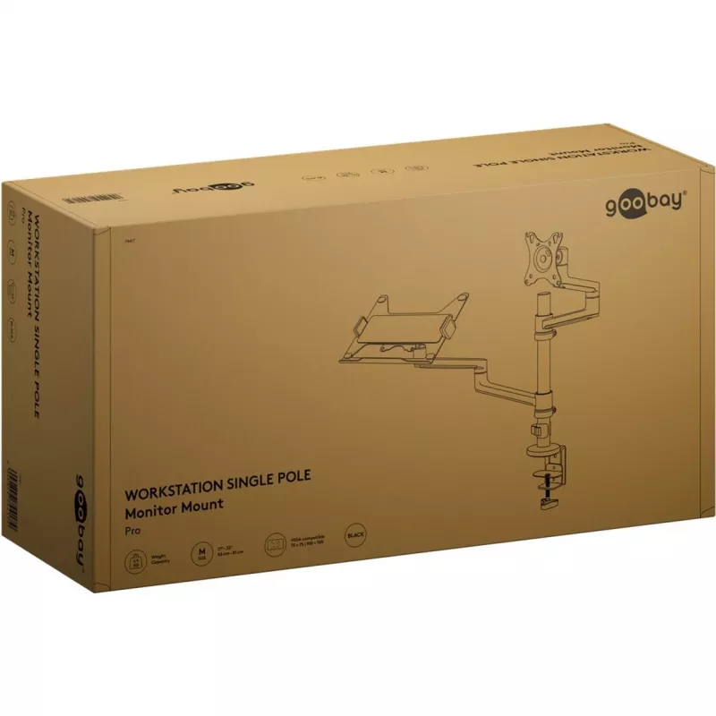 Monitoriaus laikiklis WENTRONIC Goobay Deluxe 74417 su nešiojamojo kompiuterio rankena, juodas