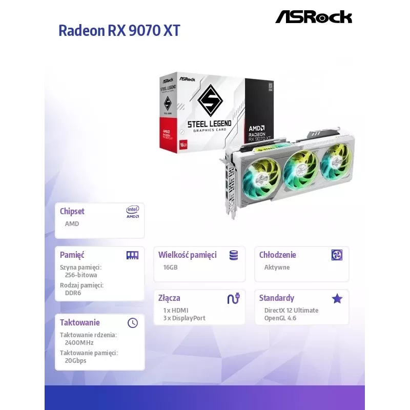 ASRock Radeon RX 9070 XT SL 16G 16GB GDDR6 PCIe 5.0 vaizdo plokštė