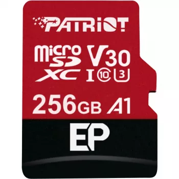 MicroSDXC atminties kortelė PATRIOT PEF256GEP31MCX 256 GB Class 10 U3 V30 Skaitymas 100 MB/s Rašymas 80 MB/s su SD adapteriu