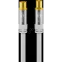 Goobay TV antenos laidas (135 dB tipas), 4x ekranuotas, 3 m, baltas – auksuotas, Koax lizdas > Koax kištukas (70318)