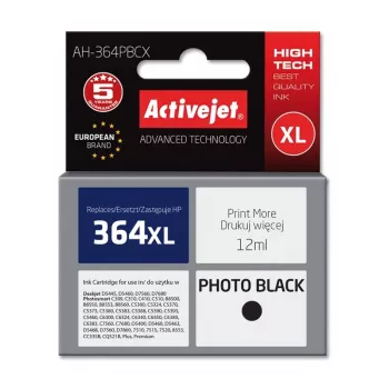 Kasetė ActiveJet AH-364PBCX suderinama su HP, foto juoda, didelės talpos (XL), 12 ml, atnaujinta premium
