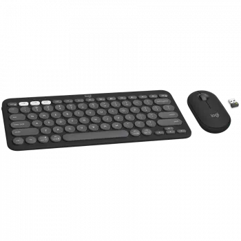 Logitech Pebble 2 Combo klaviatūra ir pelė, RF belaidis + Bluetooth, QWERTY danų – suomių – norvegų – švedų, grafitas (920-012257)
