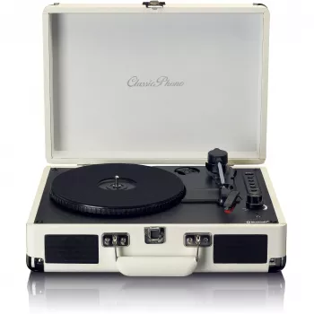 Patefono grotuvas su diržine pavara Lenco TT-115CR kreminis – lagamininis vinilo grotuvas, USB įrašymas, Bluetooth 5.0, 33/45/78 RPM