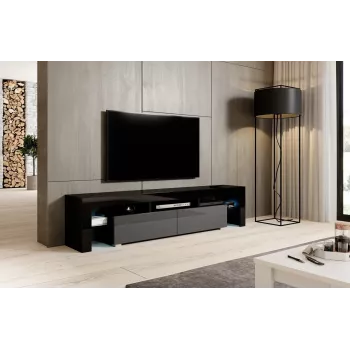 Cama TV stovas TORO 200 juodas/pilkas blizgus