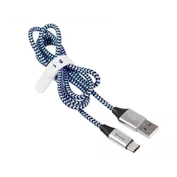 USB laidas Tracer TRAKBK46266 USB 2.0 1 m USB-C / USB-A juoda, mėlyna, sidabrinė