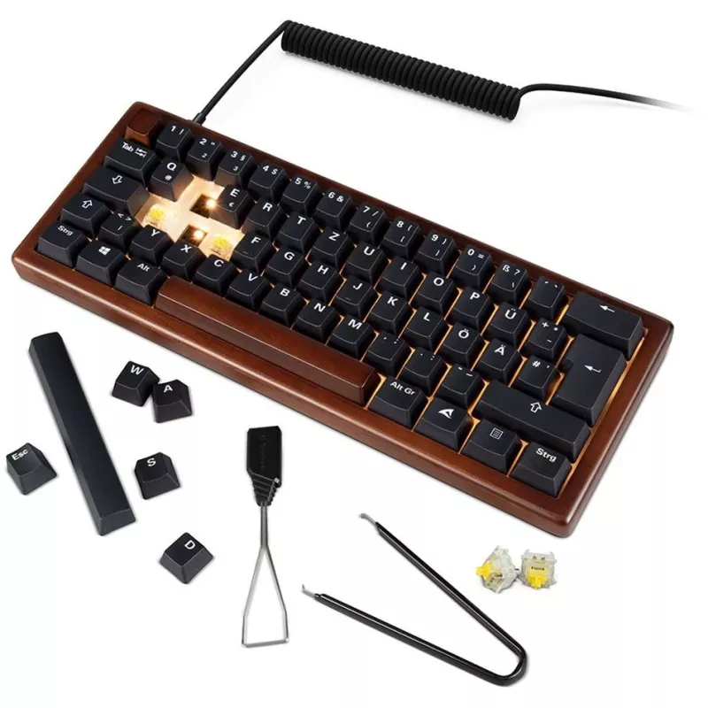 Sharkoon 100068100 Klaviatūra Office USB QWERTZ Vokiška Medienos Spalva 61 Klavišas RGB LED