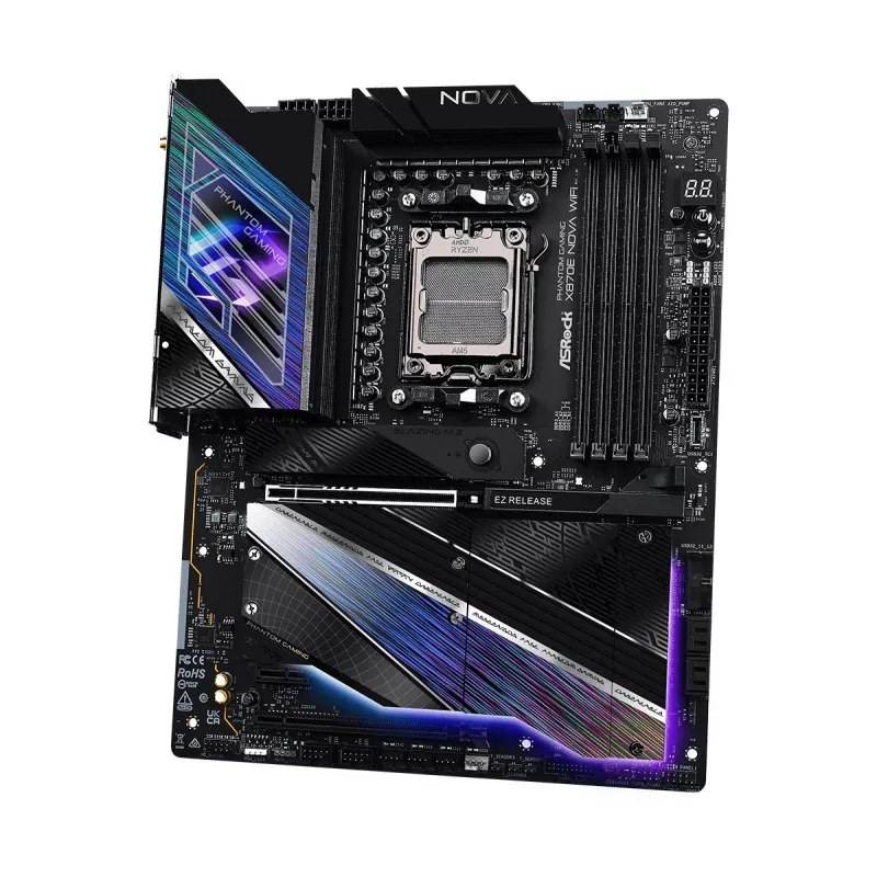 Motininė plokštė ASROCK MK X870E NOVA WIFI AMD X870E Socket AM5 ATX, DDR5, 4x DIMM, 256GB, Wi‑Fi 7, BT 5.4, 5Gb LAN, PCIe Gen5 M.2