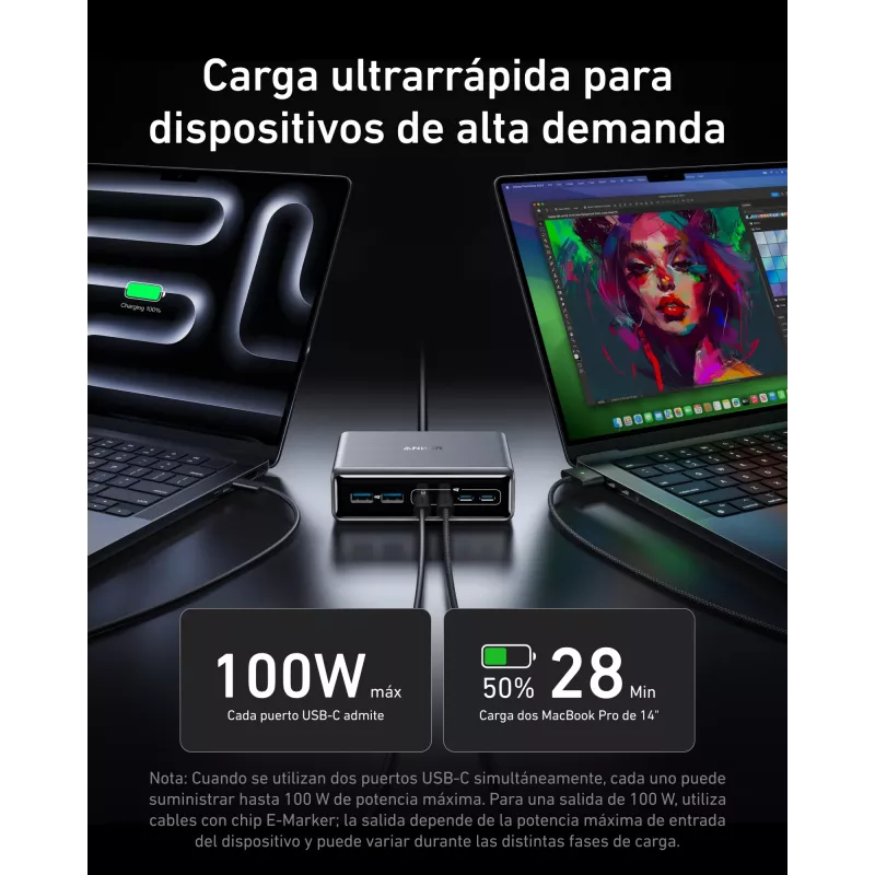 Kroviklis GeNPrime 200W GaN 4xUSB-C 2xUSB-A Juodas