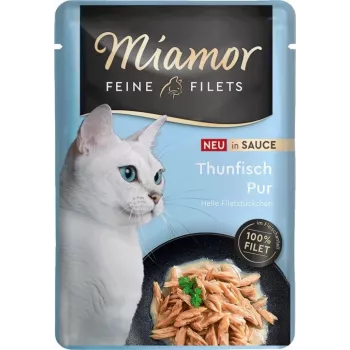 Šlapias kačių maistas Miamor Fine Filets Tunas padaže 100 g pakelis, be grūdų, 83% drėgmės