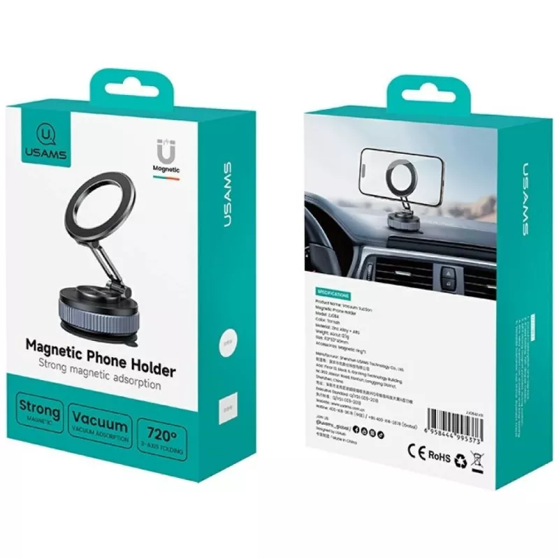 Telefono laikiklis USAMS ZJ084 magnetinis patamsėjęs – magnetinis automobilio/stalo laikiklis išmaniesiems telefonams