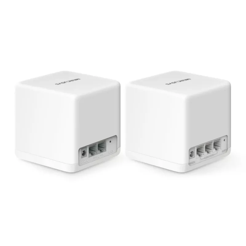 Mesh sistema MERCUSYS Halo H60X (2 vnt.) Dviejų juostų Wi‑Fi 6, 1500 Mbps, iki 350 m², 2x LAN, vidinės antenos, balta