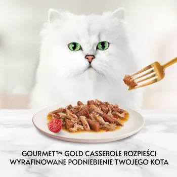 Šlapias kačių maistas Gourmet Gold 85 g – suaugusioms katėms, jautiena ir vištiena