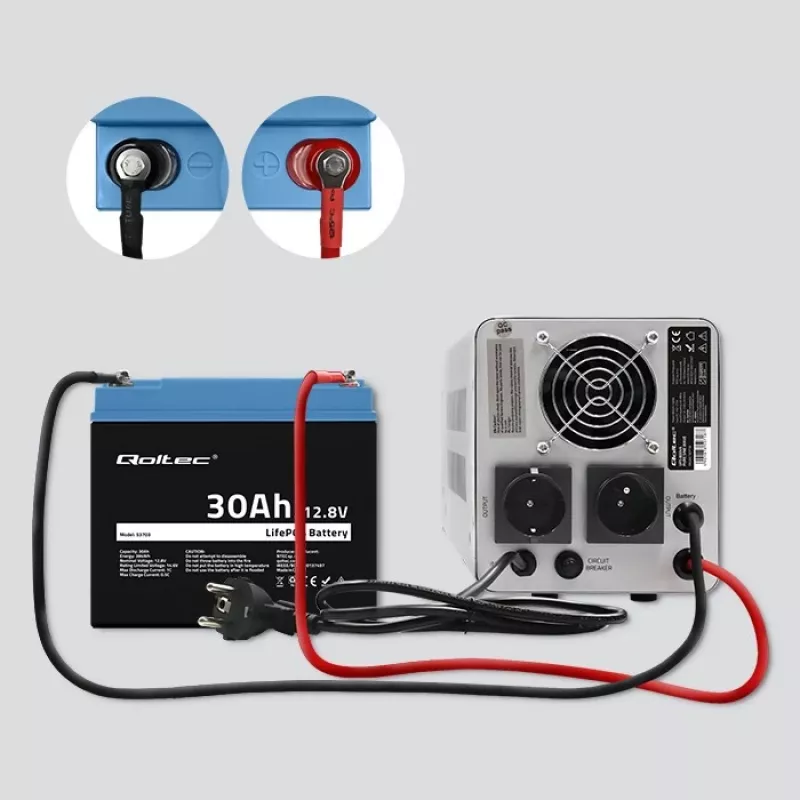 Įkraunama LiFePO4 baterija QOLTEC 12,8V 30Ah 384Wh su BMS