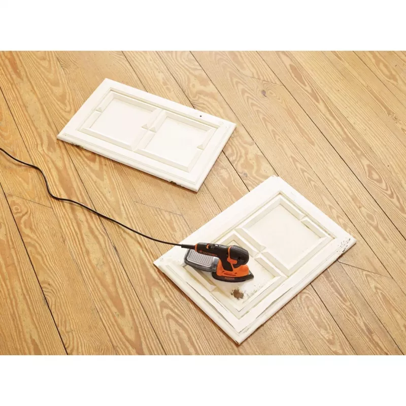 Juostinis šlifuoklis Black & Decker KA2500K-QS, 120 W, 2 mm orbita, 135×95 mm lakštas, 230 V, 2 m laidas