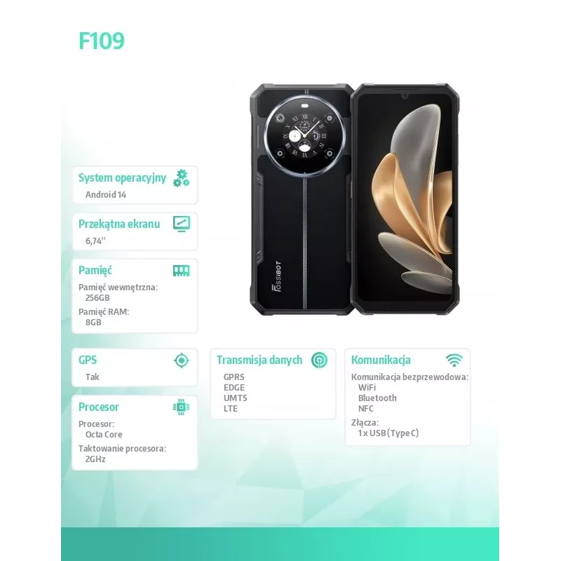 Išmanusis telefonas FOSSiBOT F109 juodas – kompaktiškas kasdienio ryšio įrenginys