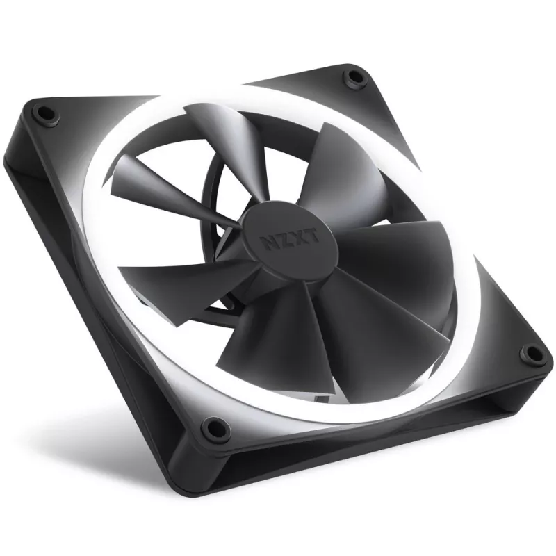 Korpuso ventiliatorius NZXT F140 RGB 14 cm juodas, 500–1800 RPM, Fluid Dynamic Bearing, 4-pin, 18 LED