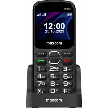 Mobilusis telefonas Maxcom Comfort MM443 S su įkrovimo stotele juodas