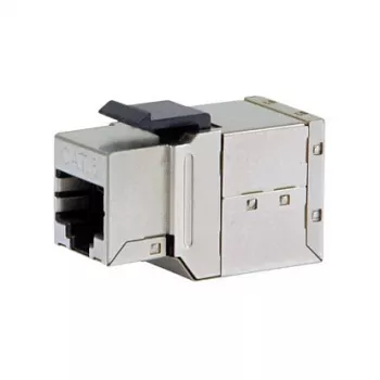 Apsaugotas Cat6 Keystone Inlinis Jungiklis 8 vnt. rinkinys, EQUIP — Plokščios konstrukcijos, RJ-45, 17×35.5×24.4 mm, sidabrinis