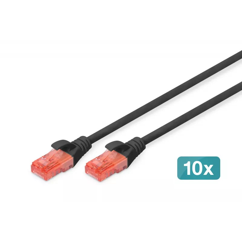 Tinklo kabelis Digitus CAT 6 U/UTP 0,5 m RJ-45 Juodas