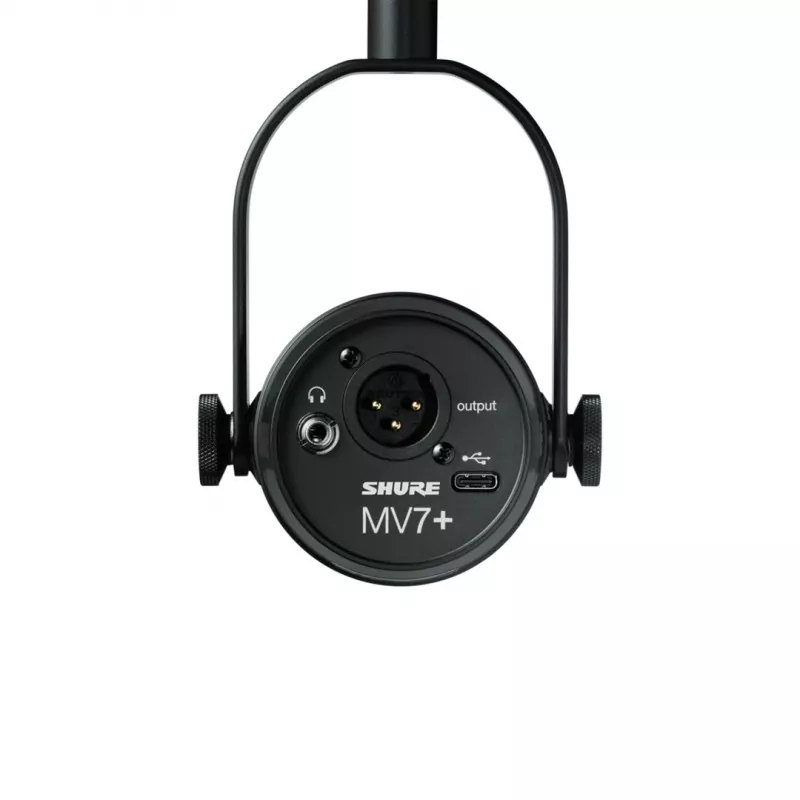 Shure MV7+-K-BNDL – lektoriaus/vokalinis mikrofonas su XLR/USB-C jungtimi, juodas + stalinis stovas GATOR