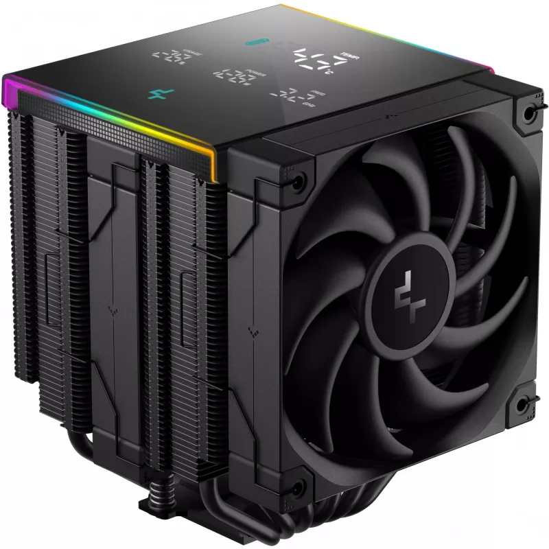 Oro aušintuvas DeepCool AK620 Digital PRO — 120 mm ventiliatorius, 1750 RPM, 25 dB, 12 V, tinka LGA1700/AM5, juodas