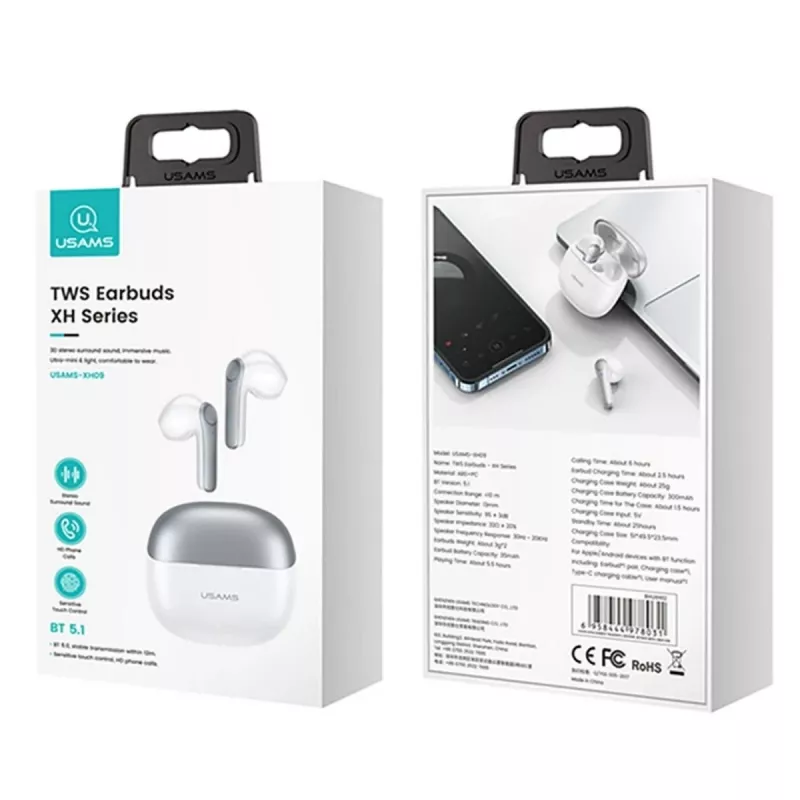 Ausinės USAMS TWSXH Series Dual Mic Wireless Mėlynos BHUXH03