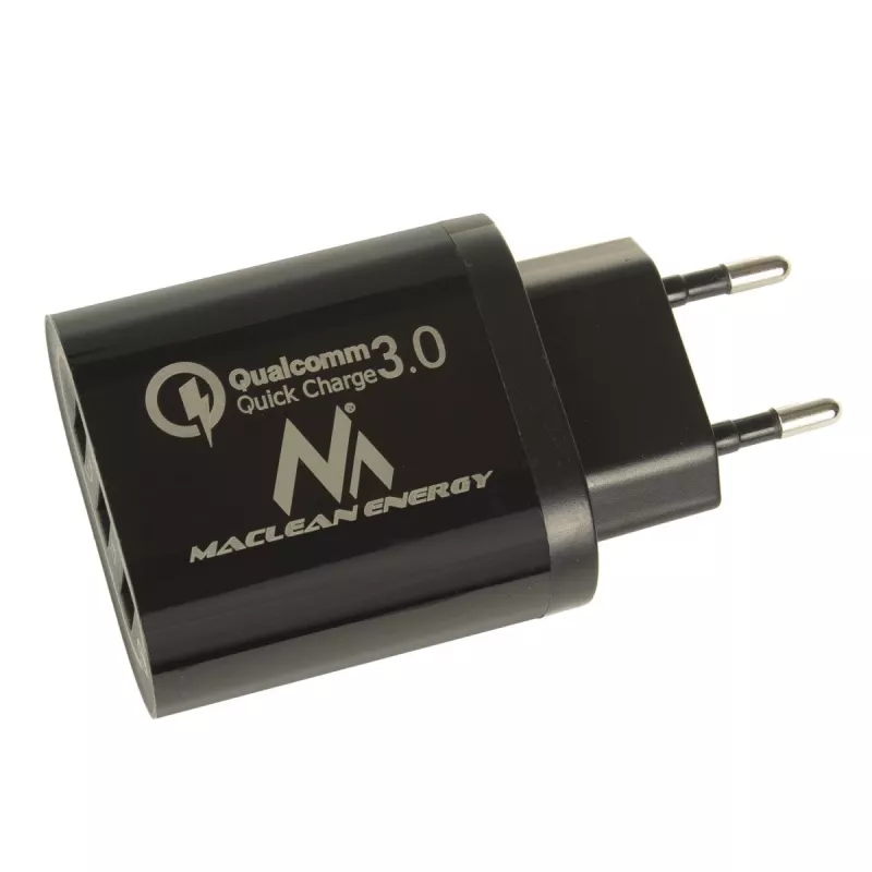 USB sieninis įkroviklis MACLEAN MCE479B – 3x USB prievadai, 18 W bendra galia, kompaktiškas