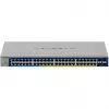 Valdomas Gigabit PoE komutatorius NETGEAR GS752TXUP — 48× Gigabit RJ-45, 10G palaikymas, 1U stelažas, 176 Gbit/s perjungimo talpa