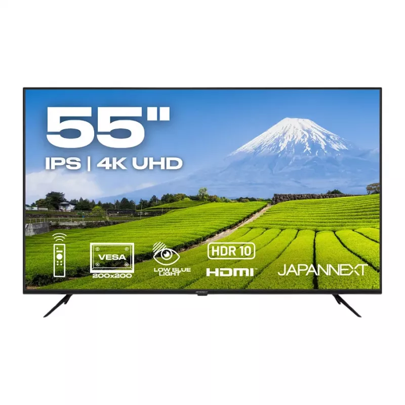 139,0 cm / 55 coli (3840x2160) JAPANNEXT JN-IPS550UHD60F 16:9 IPS 60Hz HDMI USB WLAN Garsiakalbiai Juoda