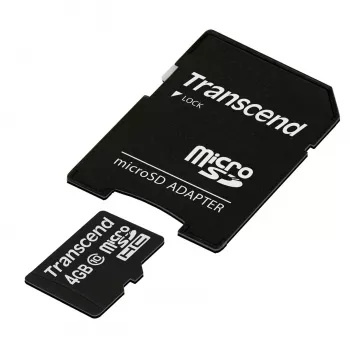 „Transcend“ 4GB MicroSDHC 10 klasės atminties kortelė su adapteriu