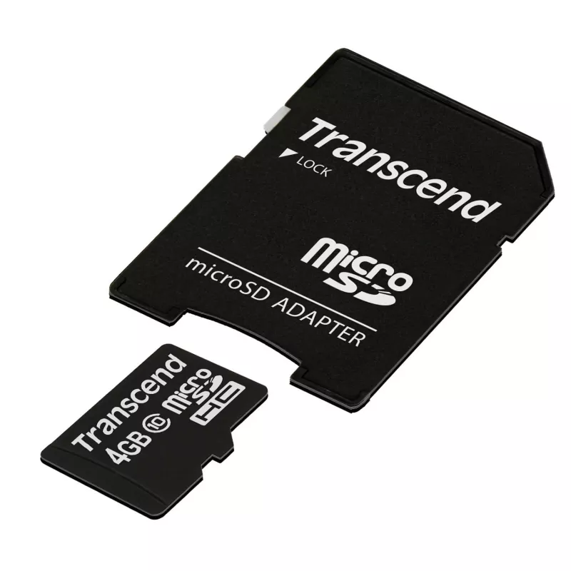 „Transcend“ 4GB MicroSDHC 10 klasės atminties kortelė su adapteriu