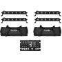 EUROLITE LED juostų rinkinys 4x LED BAR-6 QCL RGBW su 2 minkštais dėklais ir valdikliu