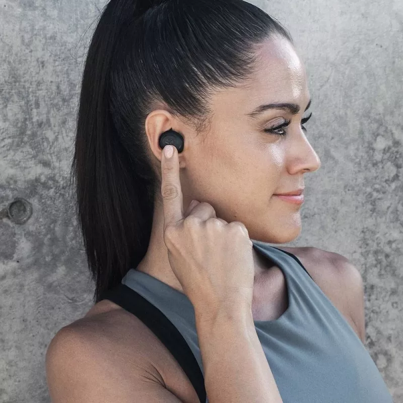 JLab JBuds Air belaidės ausinės į ausis Bluetooth USB Type-A juodos (IEUEBJBUDSAIRRBLK82)