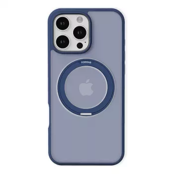 Apsauginis dėklas telefonui Torras Ostand Pro, skirtas iPhone 16 Pro, mėlynas, plonas dizainas