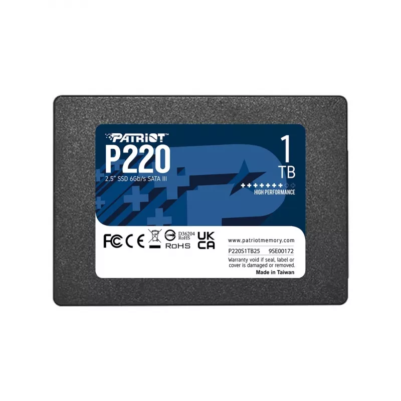 2,5 colio SATA III SSD PATRIOT P220 1 TB — 550/500 MB/s, 50k IOPS, 7 mm