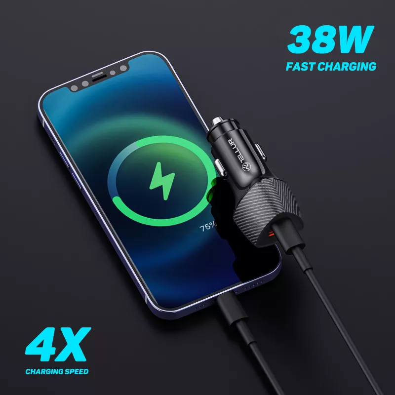 Automobilinis kroviklis Tellur FCC10 38W 6A PD20W QC3.0 – USB-C ir USB-A maitinimo adapteris