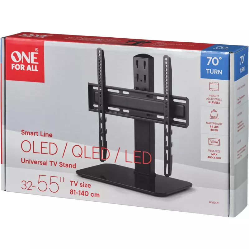 ONE For ALL | Smart Table Top TV Stovas WM 2470 | Aukščio reguliavimas | 32-55 coliai | Maksimali apkrova 40 kg