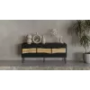 TV spintelė Cama Meble INSERTO 3D 143,5x40x61,5 cm juoda su LED, medžio drožlių plokštės viršus