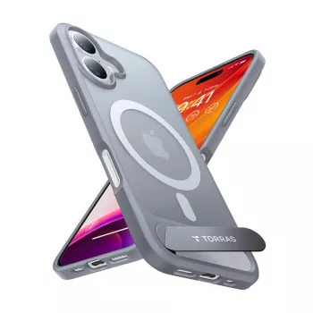 Dėklas Torras Pstand Series, skirtas iPhone 16 Plus (Titano pilka)