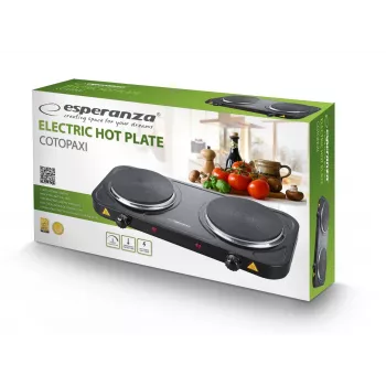 Elektrinė kaitlentė ESPERANZA EKH010K – 2 zonų, juoda, 155 mm, 2000 W, sukamieji valdikliai