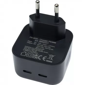 Kroviklis Inter-Tech PD-2036 36W 2×USB-C juodas