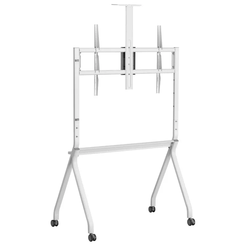 Grindinis stovas televizoriui MACLEAN MC-114 W, 55–100 colių, baltas, VESA iki 900x600, maks. apkrova 120 kg, aukštis 115–152 cm, lentyna