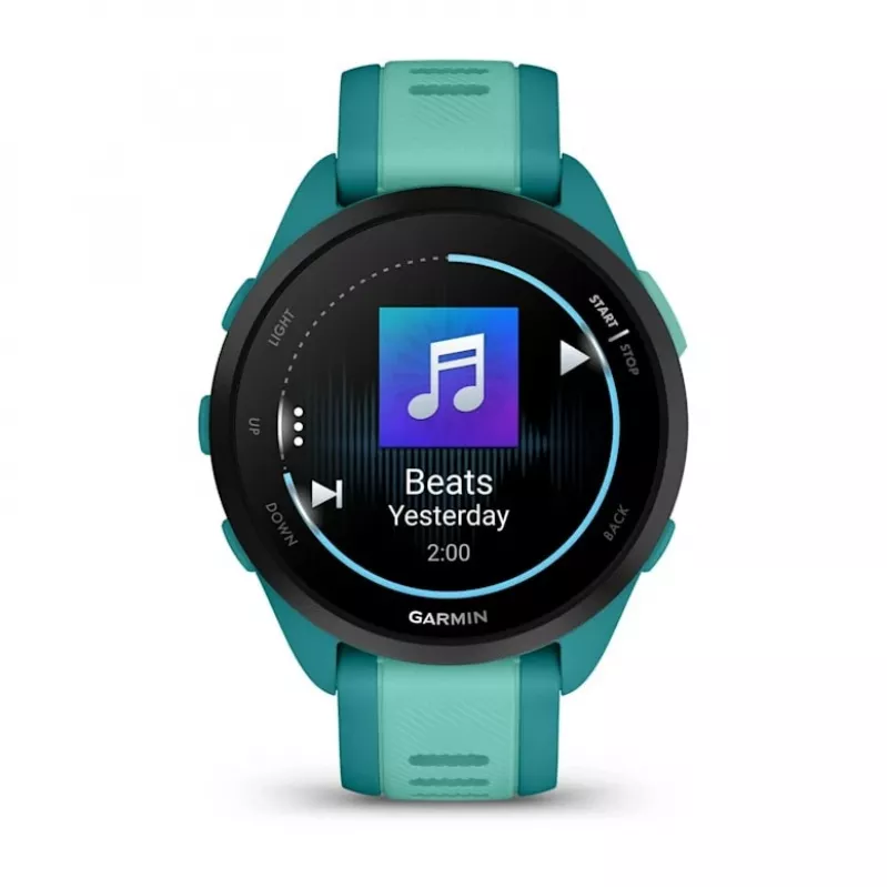 Išmanusis laikrodis GARMIN Forerunner 165 Music — 43 mm polimerinis korpusas, 1.2 colio AMOLED, 4 GB, GPS/GLONASS/Galileo, 5 ATM