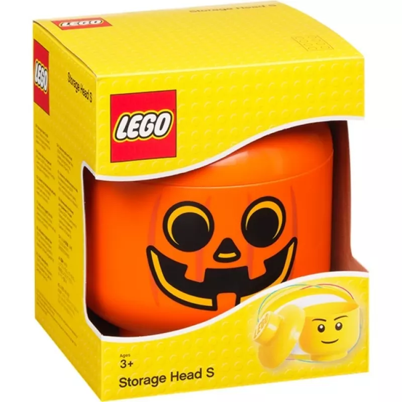 LEGO Storage Head pumpkin, maža, dėžutė oranžinė/juoda