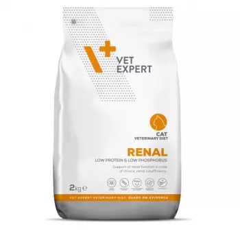 Sausas kačių ėdalas VETEXPERT Renal veterinarinė dieta suaugusioms katėms 2 kg – kiaušinio skonis, baltymai 22%, riebalai 18%