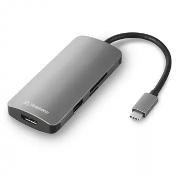 Kelių prievadų adapteris Sharkoon USB 3.0 Type C 3.2 Gen 1 pilka