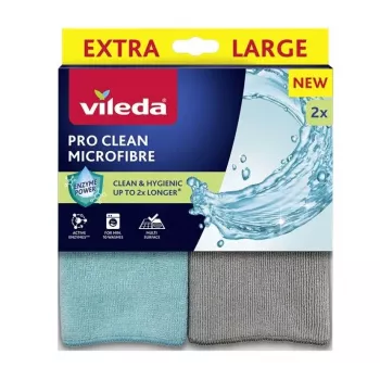 Valymo šluostė VILEDA Pro Clean universali su aktyviais fermentais, pilka, pakuotė po 2 vnt., skalbiant mašinoje